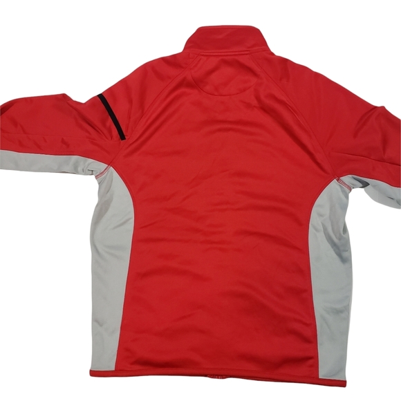 Fila Red Gray Colorblock Track Jacket Sz S Fleece Lined Full Zip Long Sleeved - Picture 9 of 13